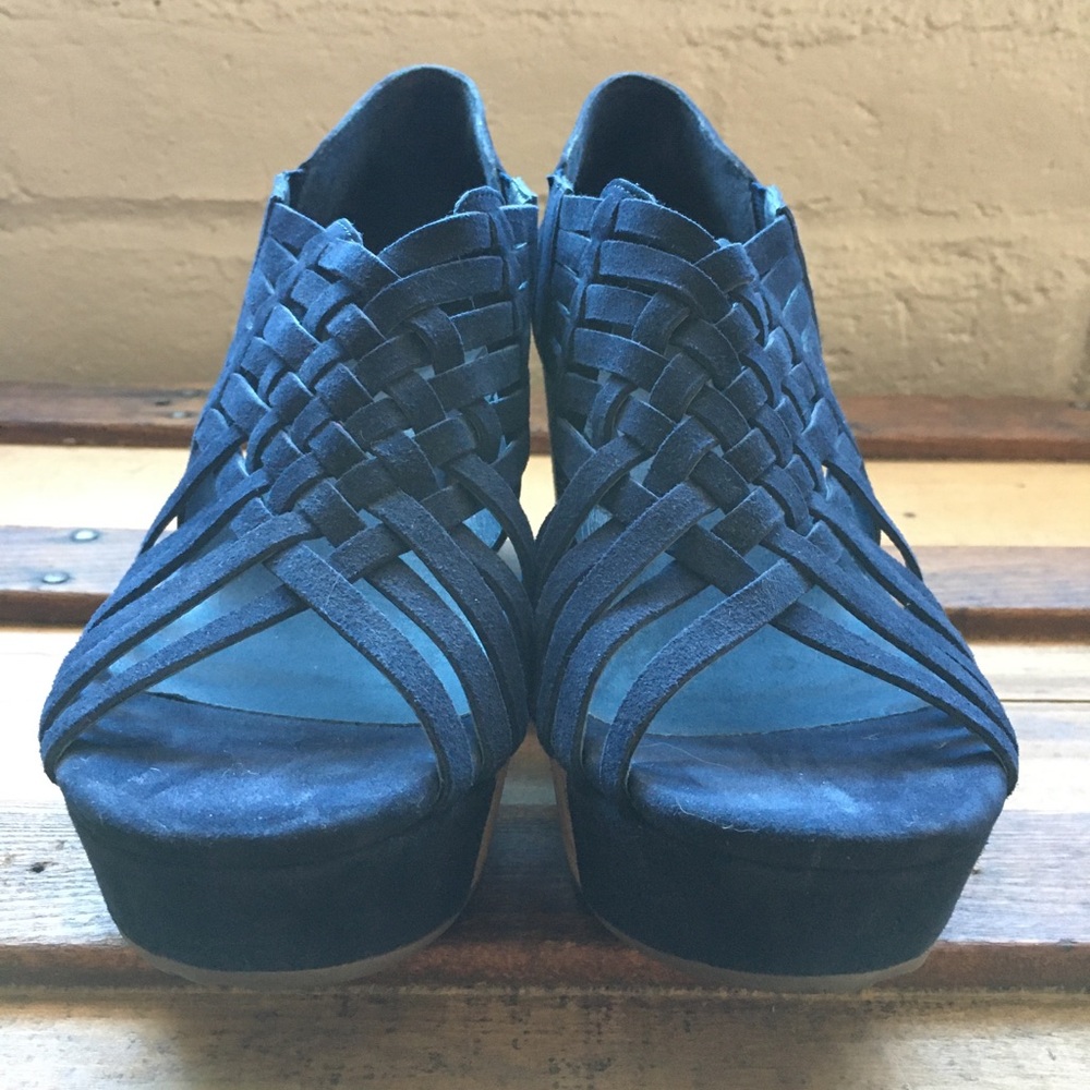 Chocolate  Blue Navy Wedgies from Sundance NWOT